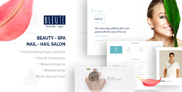 Bleute - WordPress theme Beauty | Spa | Hair Salon | Makeup | Hair | Yoga | Booking WooCommerce - WooCommerce eCommerce