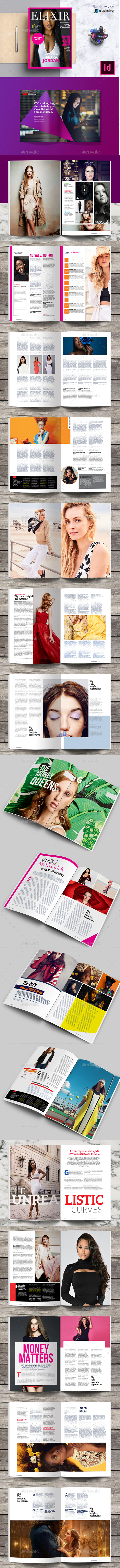 Elixir Fashion Magazine Indesign Template - Magazines Print Templates