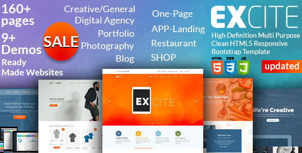 Excite – High Definition Multi-Purpose Clean HTML5 Responsive Bootstrap Template