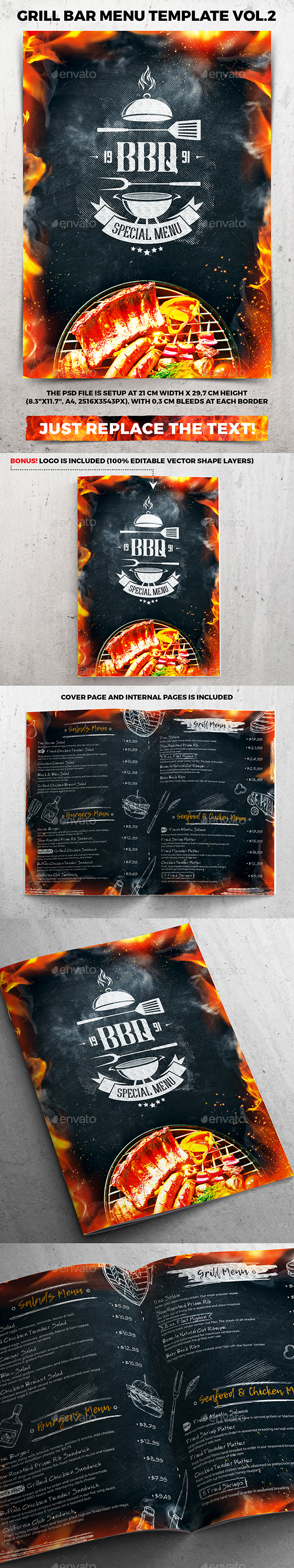 Grill Bar Menu Template vol.2