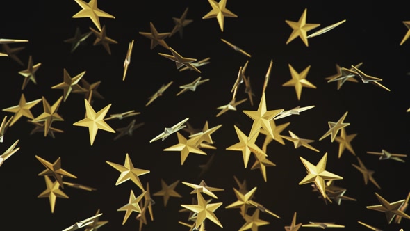 Floating Gold Stars Against a Dark Background