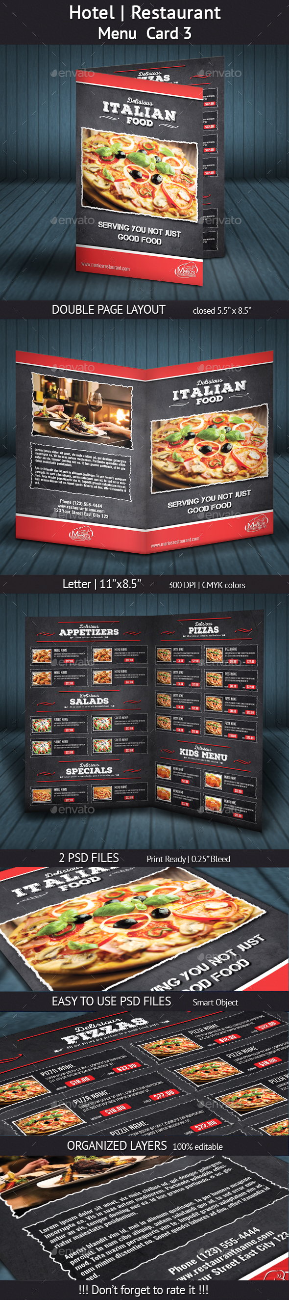 Hotel | Restaurant Menu Card 3 - Food Menus Print Templates