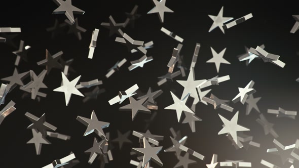 Floating Silver Stars Against a Dark Background