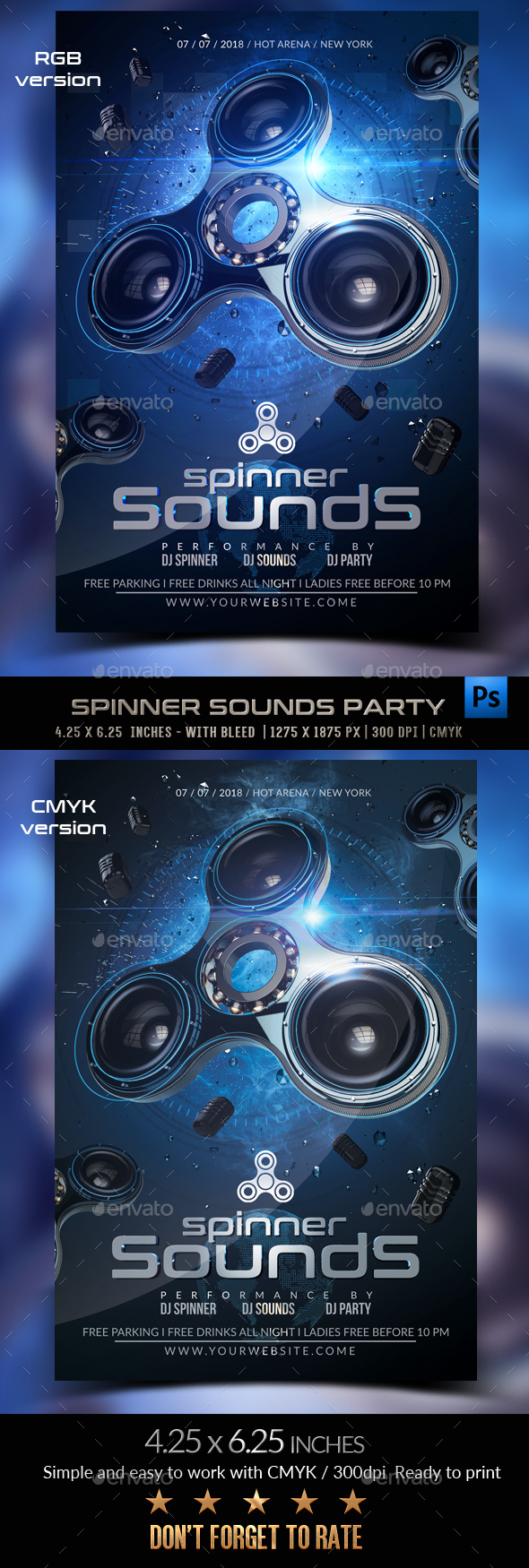 GraphicRiver Spinner Sounds Party Flyer 20288928