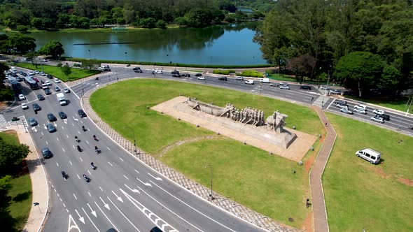 Downtown of Sao Paulo Brazil. Stunning landscape of Ibirapuera park. alt
