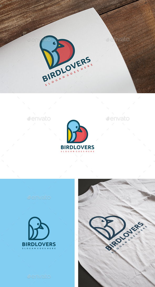 Bird Love Logo - Animals Logo Templates