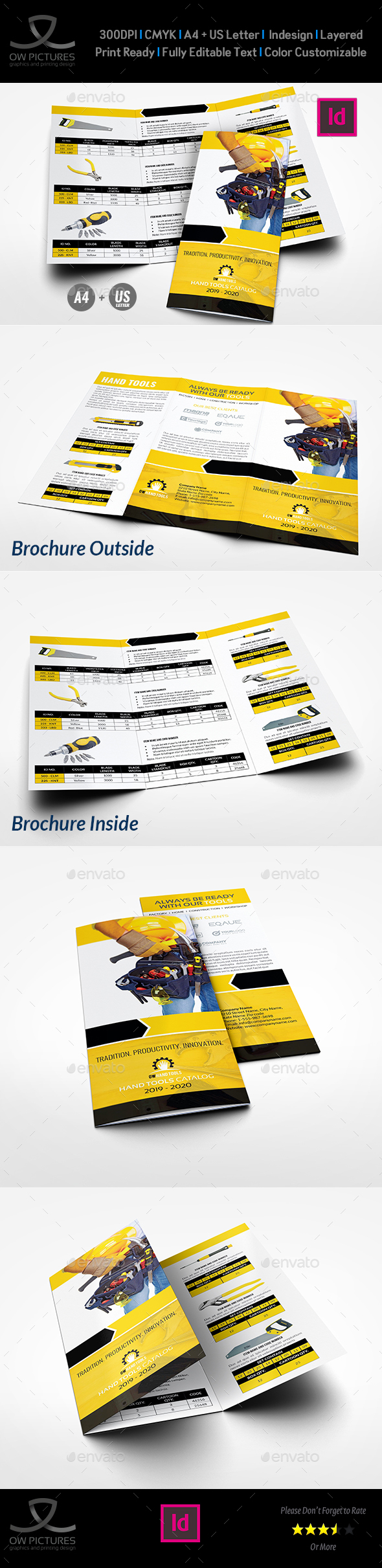 Hand Tools Products Catalog Tri-Fold Brochure Template - Catalogs Brochures