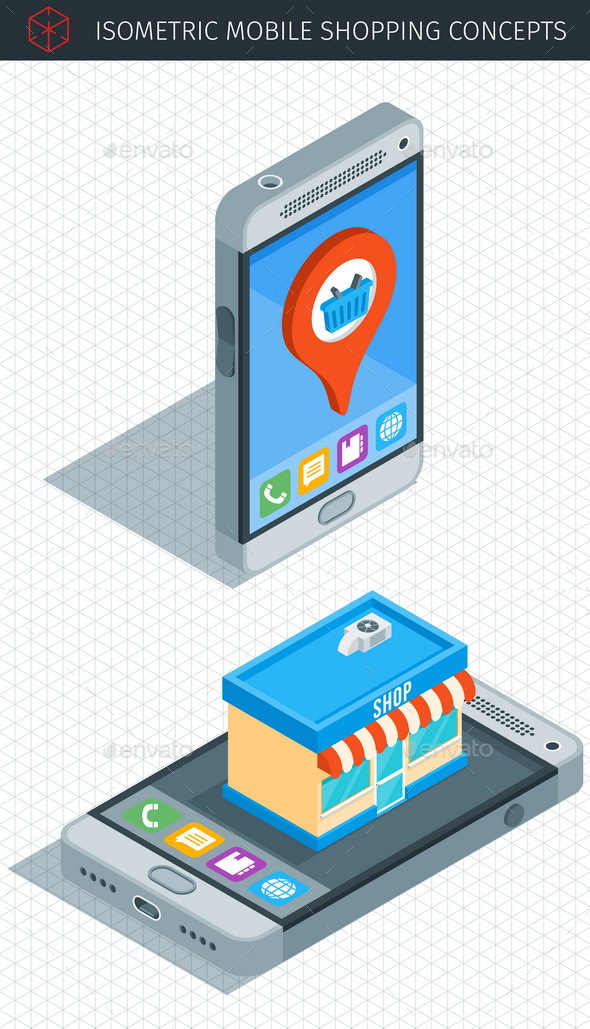 Isometric Mobile Phone - Objects Vectors