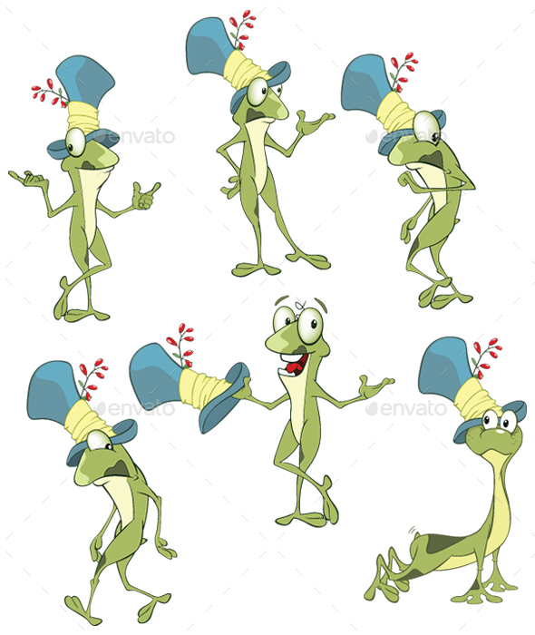 Set of Cartoon Green Frogs for you Design - Animals Characters