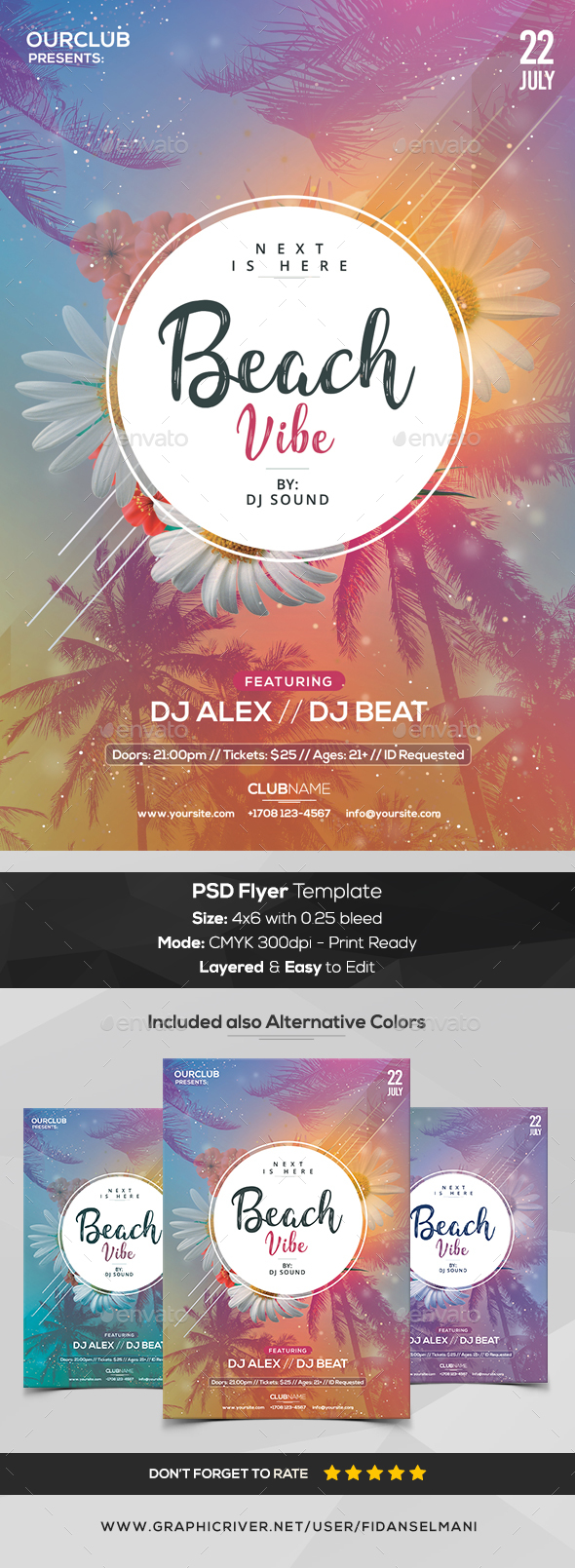 Beach Vibe - PSD Flyer Template - Events Flyers