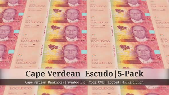 Cape Verdean Escudo | Cape Verde Currency - 5 Pack | 4K Resolution | Looped alt