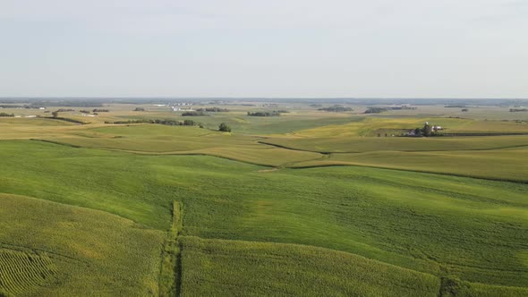 aerial view of fields in the country side in minnesota alt