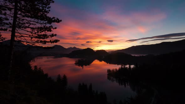 Timelapse of Bled lake at dawn