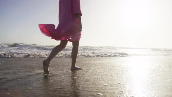 Cinematic Golden Sunset at Malibu Beach USA Tourism Concept Woman on Beach 6K alt