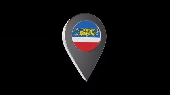 3d Animation Map Navigation Pointer With Flag Of Rostock (Germany) With Alpha Channel - 2K alt