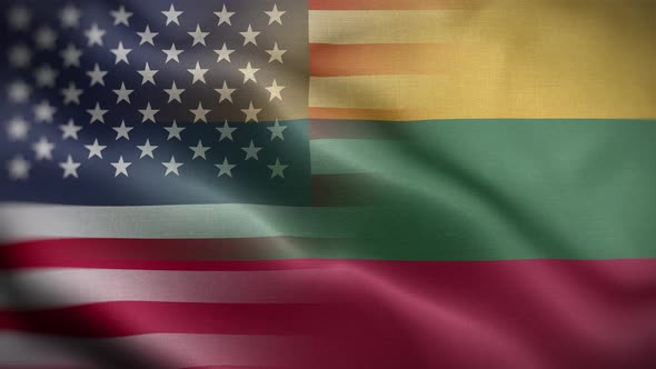 USA Lithuania Flag Loop Background 4K