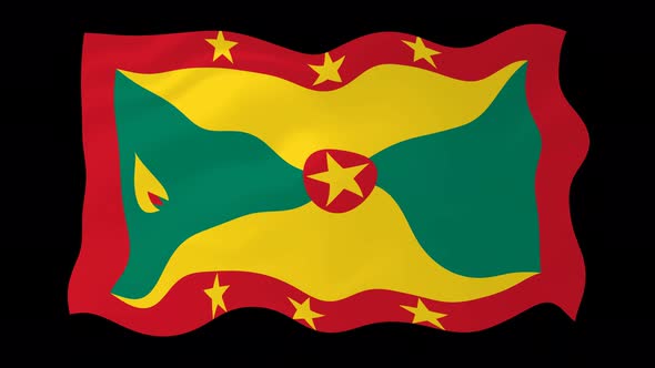 Grenada Waving Flag Animated Black Background