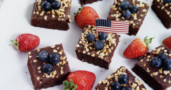 Close-up of sweet food decorated with 4th july theme alt