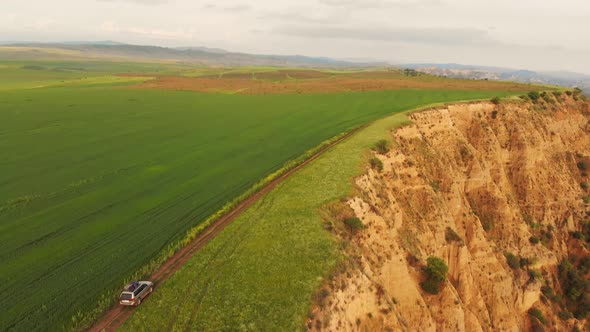 Top Down 4x4 Drives Off Road In Scenic Mountains alt