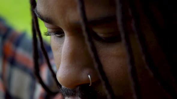 Depressed Young Black Man Hands His Head Close Up Face alt