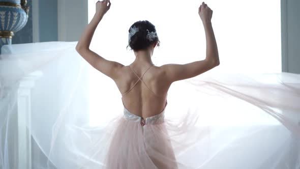 Beauty Slowmotion - Beautiful Bride Is Spinning in a Wedding Dress