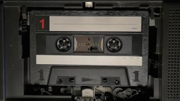 Vintage Black Tape Cassette A-Side Fast Forward Timelapse