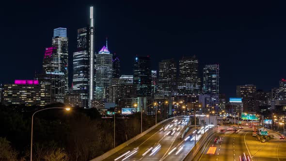 Downtown Philadelphia, Pennsylvania Skyline at Night alt