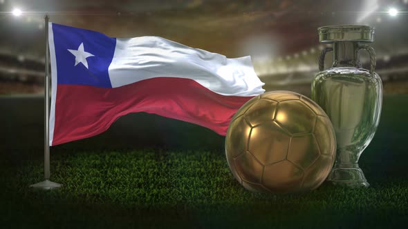 Chile Flag With Football And Cup Background Loop alt