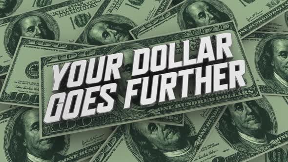 Your Dollar Goes Further Money Cash Discount Sale Value 3d Animation alt
