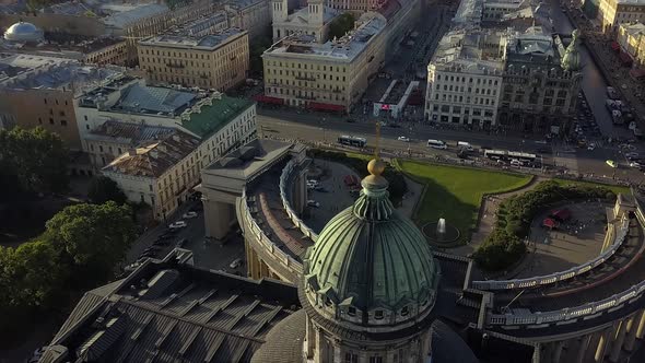 Beautiful Aerial View on Kazan Cathedral in the Center of Saint-Petersburg City. alt