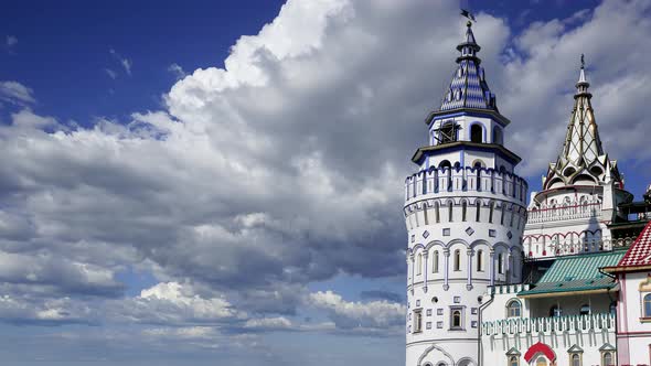 Kremlin in Izmaylovo against the moving clouds, Moscow, Russia