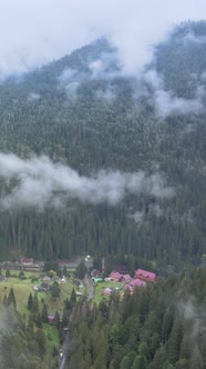 Vertical Video Village in the Carpathian Mountains in Autumn alt