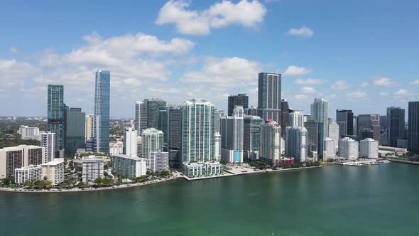 Miami Downtown Buildings and Waterfront Cinematic Aerial View Modern Cityscape alt