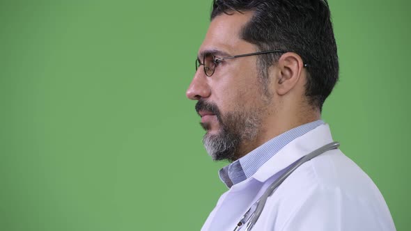 Profile View of Handsome Persian Bearded Man Doctor