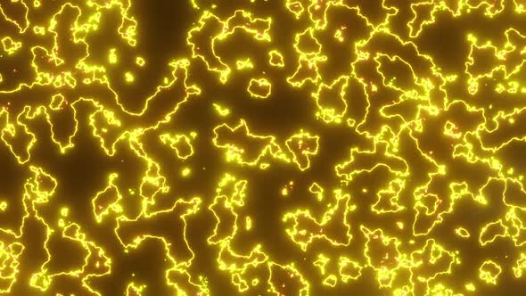 Stylized Abstract Bright Golden Glowing Morphing Map On Black Background