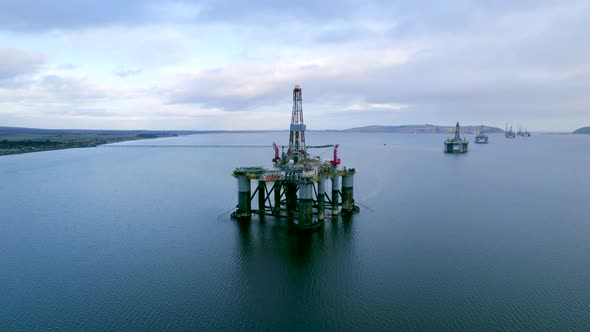 Oil and Gas Drilling Rig in Scotland Awaiting Deployment to the North Sea alt