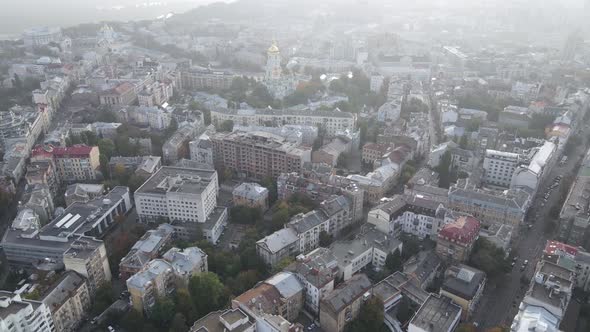 Cityscape of Kyiv, Ukraine. Aerial View, Slow Motion alt