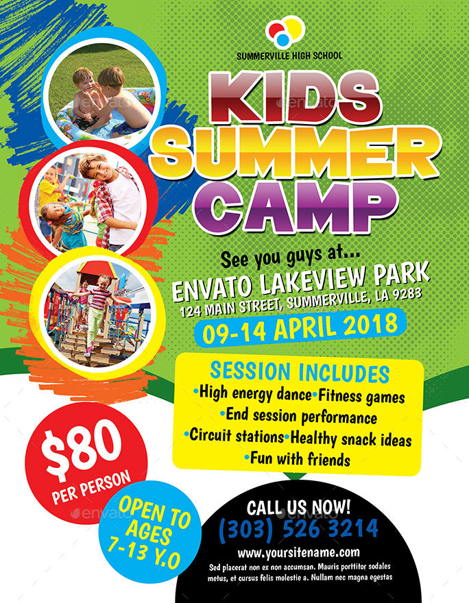 Kids Summer Camp Flyer, Print Templates | GraphicRiver