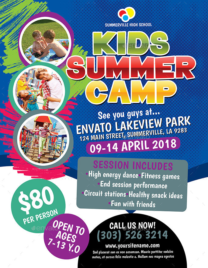 Kids Summer Camp Flyer, Print Templates | GraphicRiver