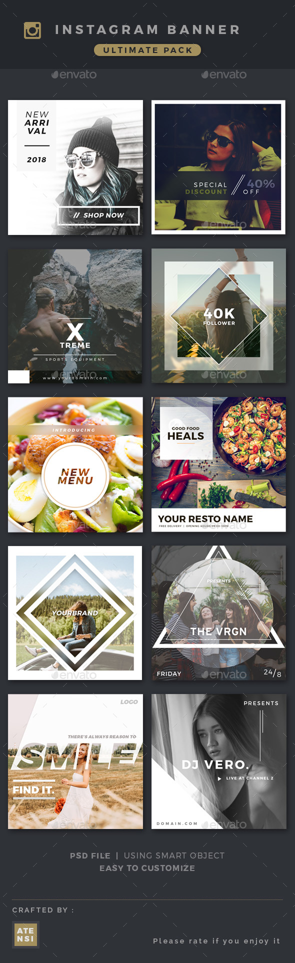 Instagram Banner Pack - Social Media Web Elements