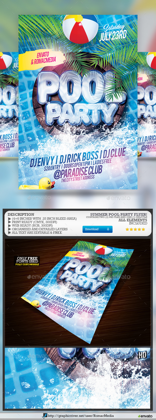 Pool Party Flyer - Clubs & Parties Events