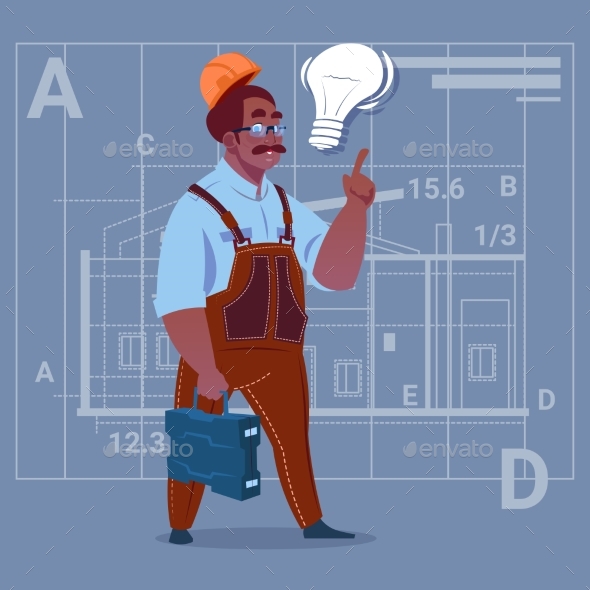 Cartoon Builder With Light Bulb - People Characters