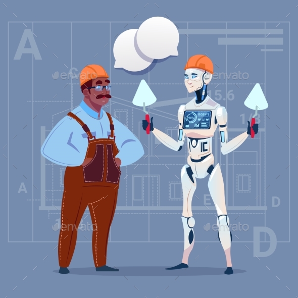 Cartoon African American Builder Working - People Characters