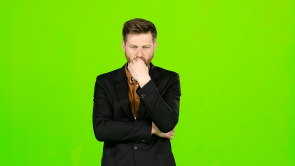 Gambler Is Nervous and Worried Because of the Games. Green Screen alt