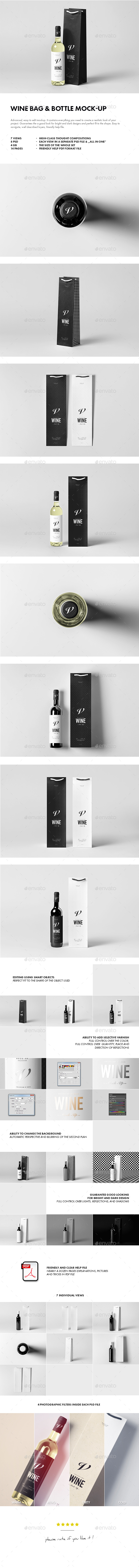 Wine Bag & Bottle Mock-up - Food and Drink Packaging