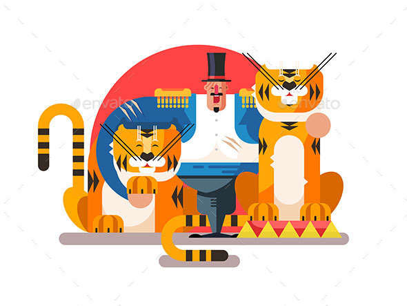 Animal Trainer with Tiger - People Characters