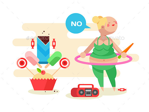 Obese Girl with a Hoop - Sports/Activity Conceptual