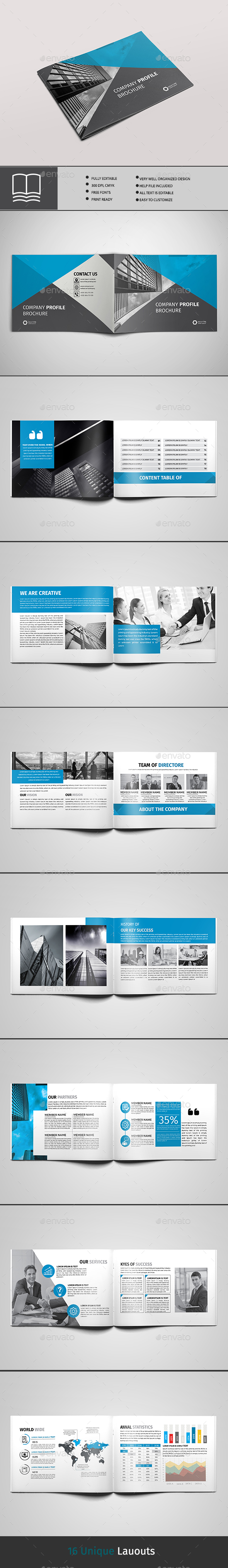 Company Profile 16 Page - Brochures Print Templates