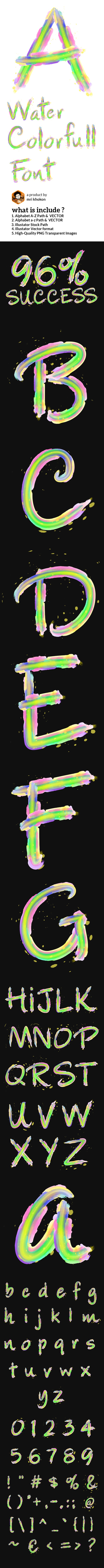 Watercolor Alphabet - Abstract Brushes