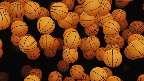 Endless Rain of Basketballs on a Dark Background